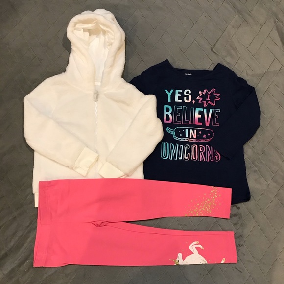 NWT Carter’s Girls Jacket 3-piece Unicorn Matching Set Sz 2T - Picture 1 of 5